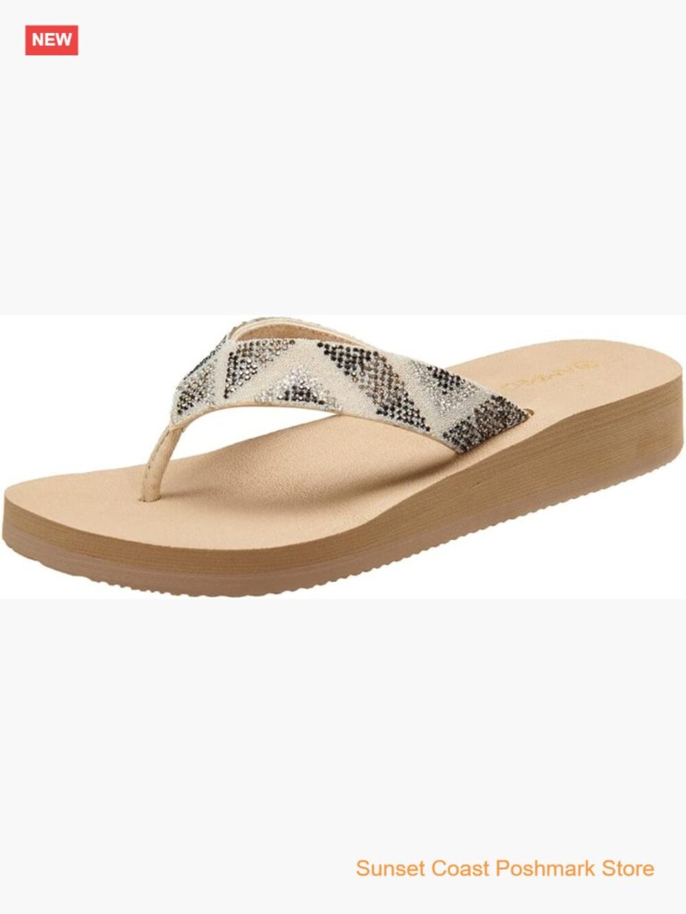 Arch Support Rhinestone Flip Flops Comfortable Casual Summer Beach Thong Sandals